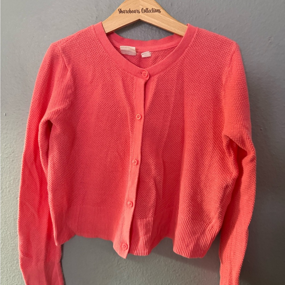 GAP Coral Pink Button-Front Knit Cardigan